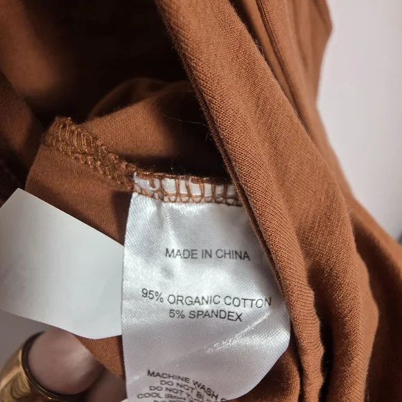 Quince Maternity Jumpsuit Medium Rust Brown Organic Cotton Stretch Overalls - Picture 6 of 6